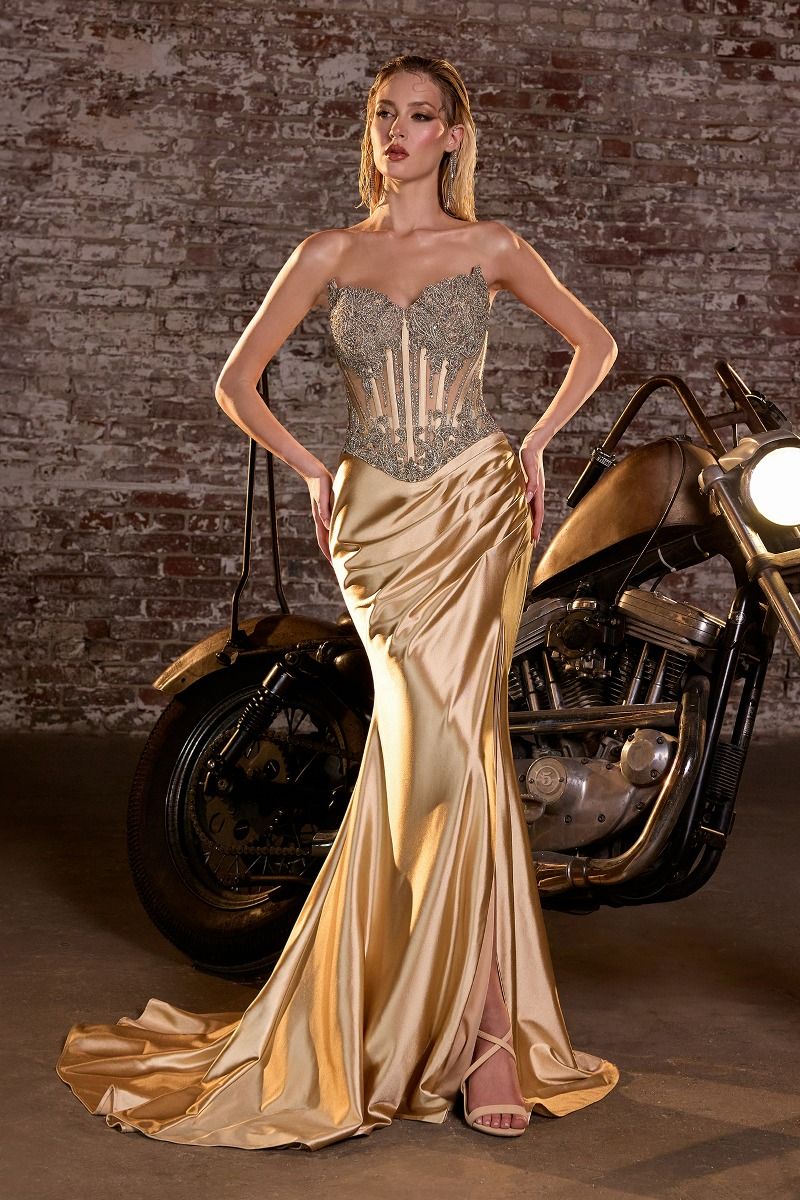 The Jennifer Crystal Strapless Fitted Gown