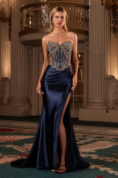 The Jennifer Crystal Strapless Fitted Gown