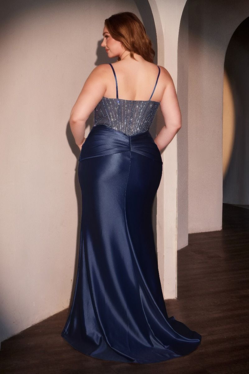 The Lillian Satin Fitted Gown Plus