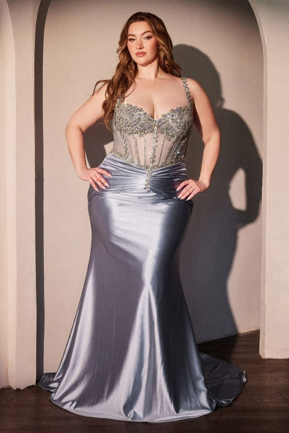 The Hilda Crystal Embellished Satin Gown Plus