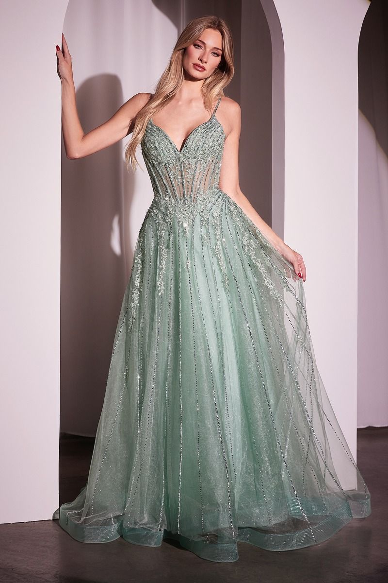 The Roselyn Crystal Embellished Tulle Dress Sage / 10 The Roselyn Crystal Embellished Tulle Dress Sage / 10