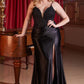 The Melissa Satin Fitted Gown with Lace Detail