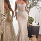 The Rivi Strapless Embellished Silver and Nude Gown