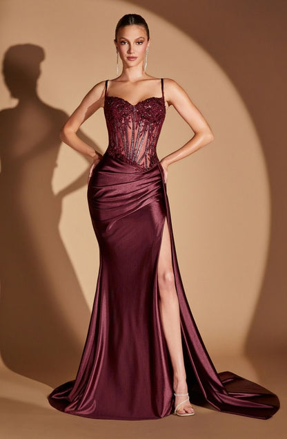 The Harper Embellished Lace and Satin Fitted Gown