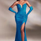 Strapless Glitter Stretch Gown with Gloves