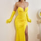 Strapless Glitter Stretch Gown with Gloves