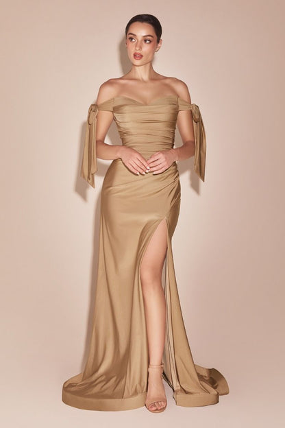Bow-tie Off-Shoulder Bridesmaid Dress