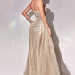 Patricia Fitted Gown with Side Overskirt and Rhinestone Detail