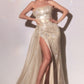 Patricia Fitted Gown with Side Overskirt and Rhinestone Detail