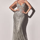 Marcela Beaded Gown: Silver