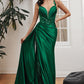 Estela Soft Satin Fitted Gown with Sash