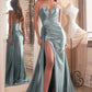 The Gina Strapless Deep V-Neck Satin Gown