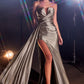 The Gina Strapless Deep V-Neck Satin Gown