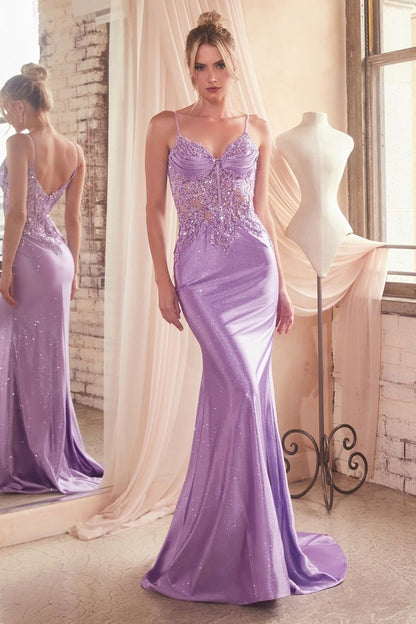 The Elly Fitted Glitter and Lace Stretch Gown