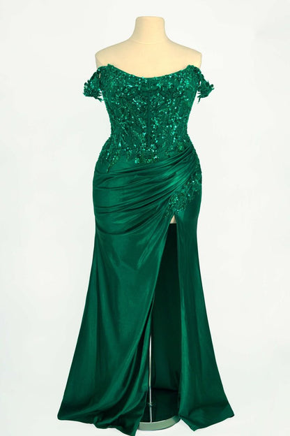 The Jessica off the Shoulder Satin and Lace Dress