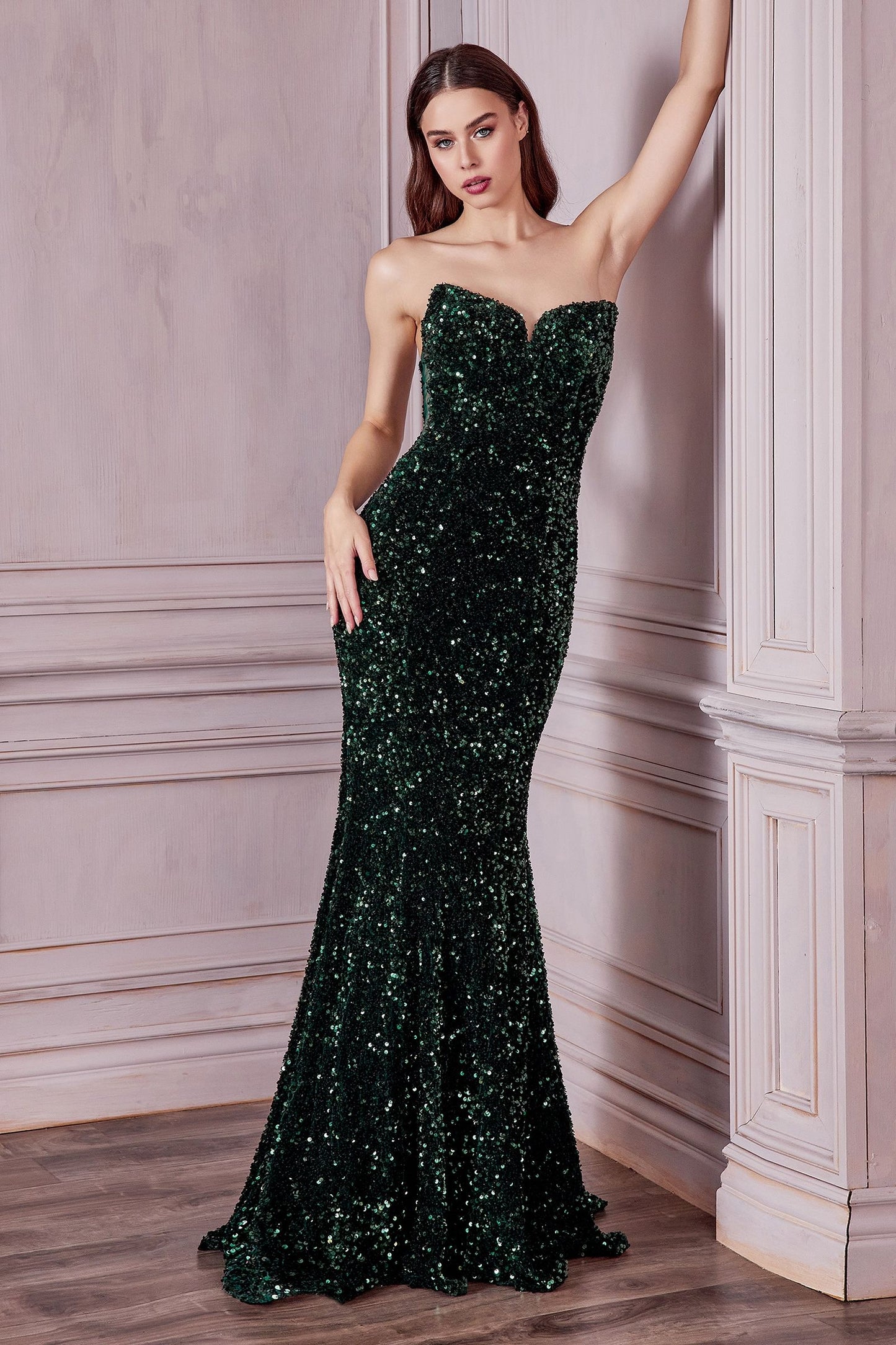 The Martina Strapless Sequin Evening Gown with Sweetheart Neckline