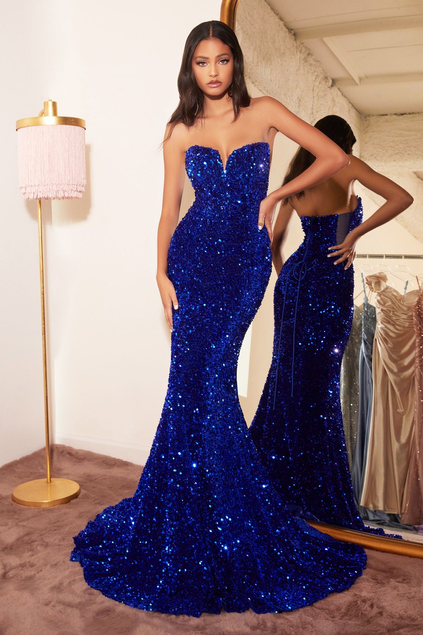 The Martina Strapless Sequin Evening Gown with Sweetheart Neckline