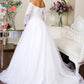 Off the Shoulder Sheer Long Sleeve Embroidered Sweetheart Mesh Wedding Gown