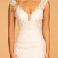 Ramona Embroidery Embellished Mesh Wedding Gown w/ Netting Shoulder Strap