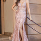 Mila Rose Gold Evening Gown with Jewels
