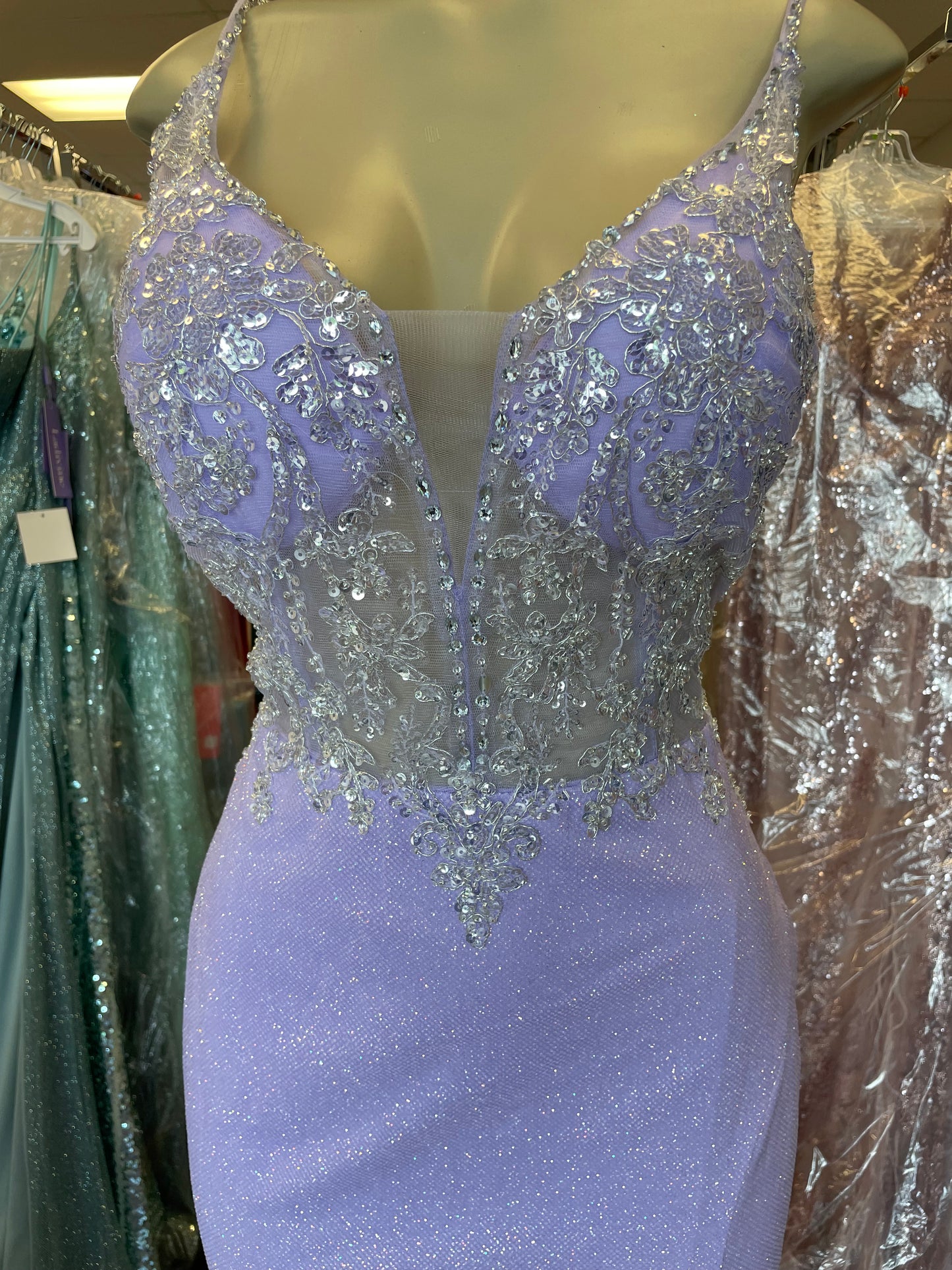 Amelia Sequin Lilac Glitter Dress