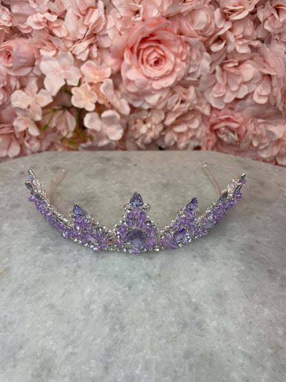 Lilac Rhinestone and Jewel High Point Tiara