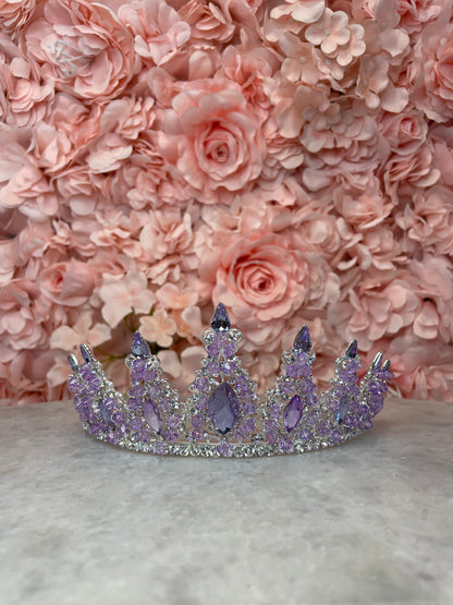 Lilac Rhinestone and Jewel High Point Tiara