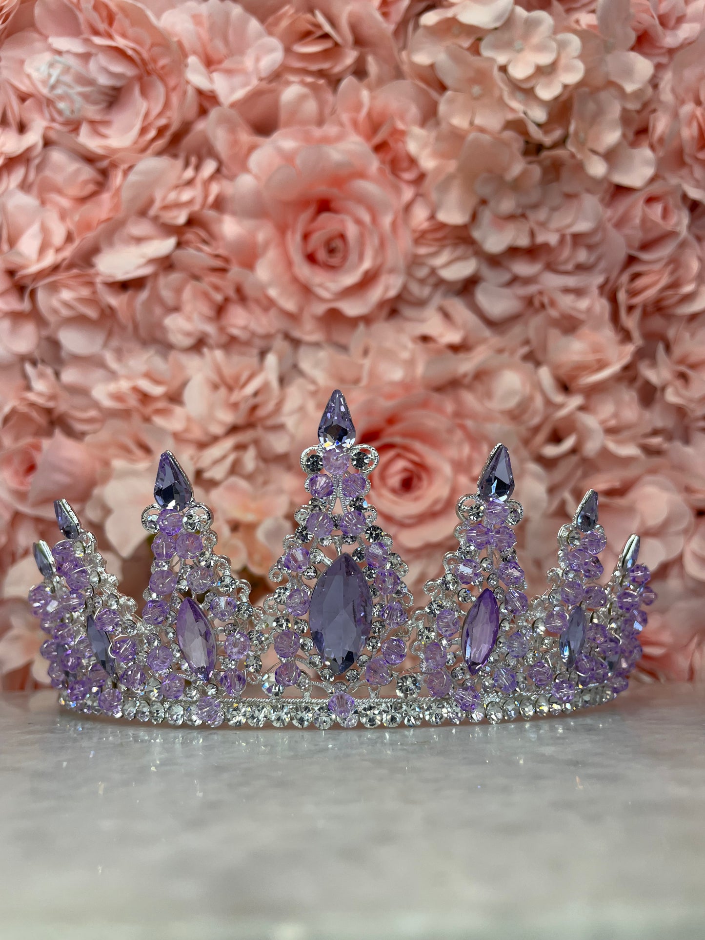 Lilac Rhinestone and Jewel High Point Tiara