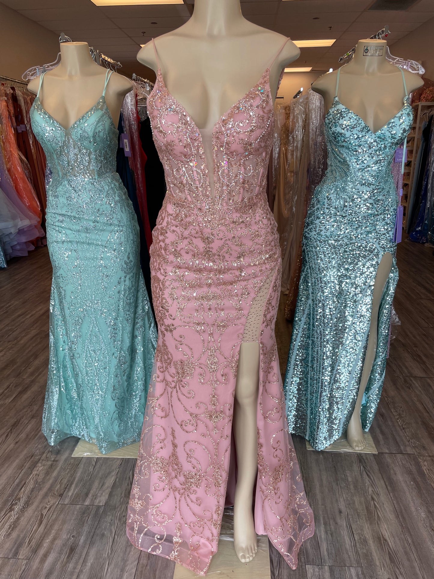 Mila Rose Gold Evening Gown with Jewels