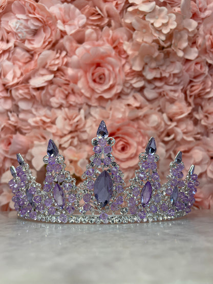 Lilac Rhinestone and Jewel High Point Tiara