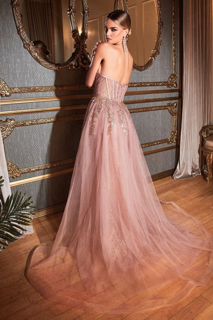 The Alexis Strapless Glitter Gown with Removeable Overskirt