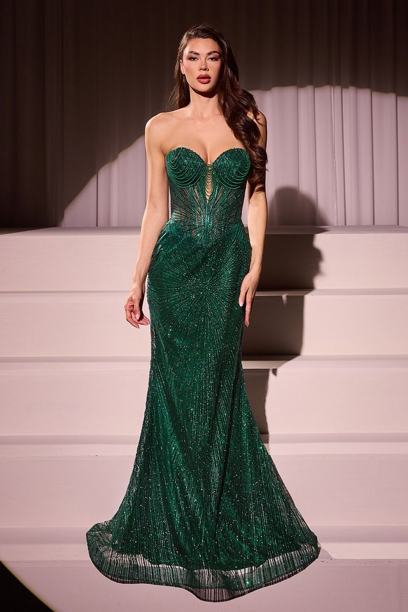 The Ally Strapless Glitter Embellished Gown