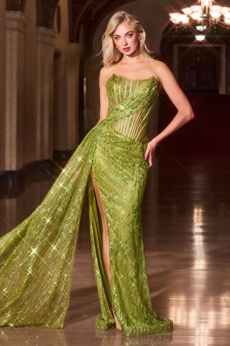 The Rebecca Strapless Fitted Glitter Embellished Gown Mocha Gold / 14 The Rebecca Strapless Fitted Glitter Embellished Gown Mocha Gold / 14
