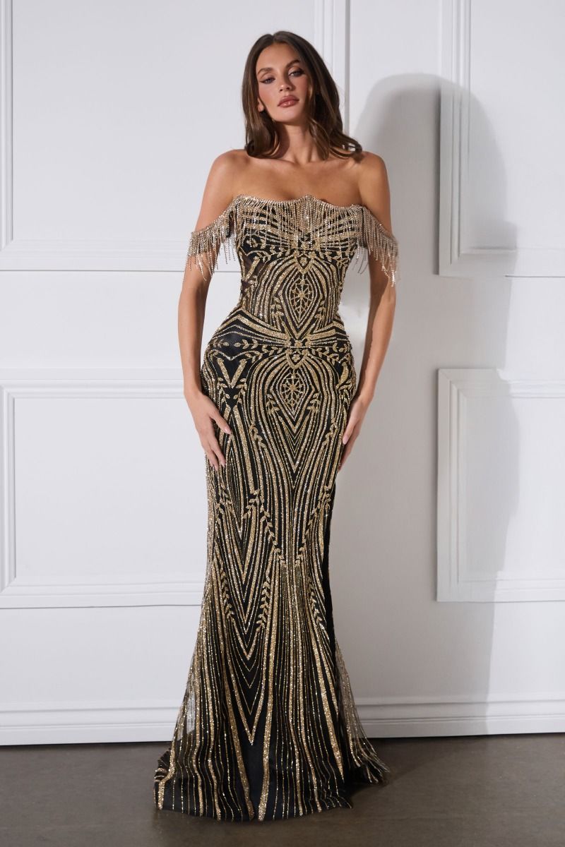The Robin Glitter Dress with Crystal Fringe Detail