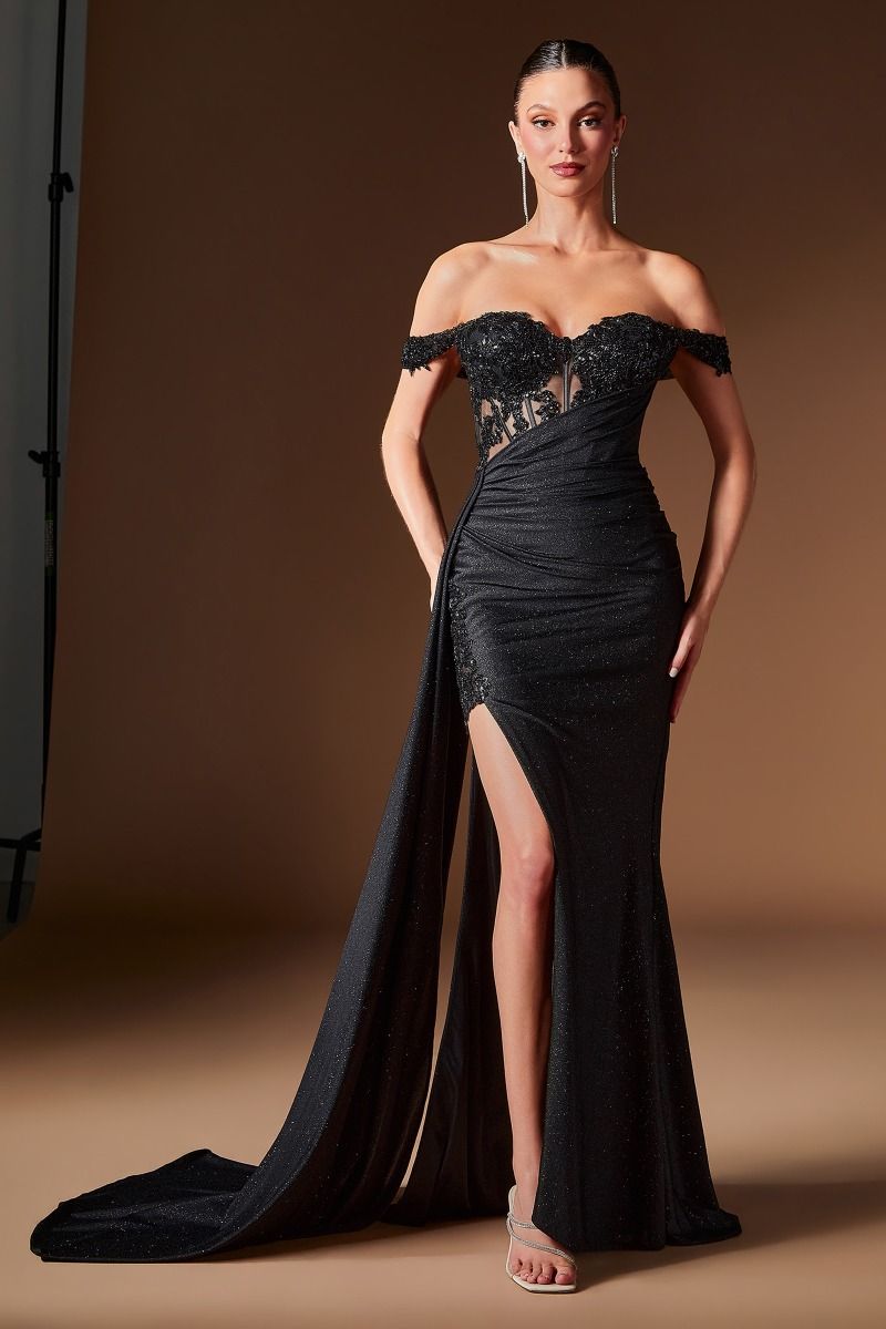The Vivian Off the Shoulder Shimmering Gown