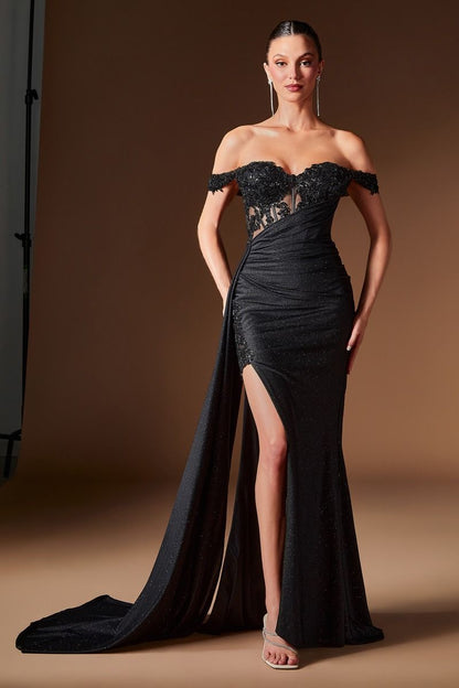 The Vivian Off the Shoulder Shimmering Gown