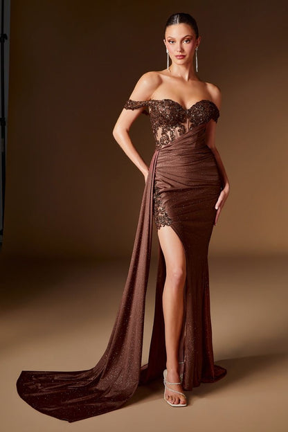 The Vivian Off the Shoulder Shimmering Gown