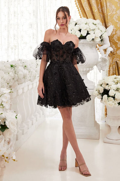 3D Floral Dress Strapless Dama Dress