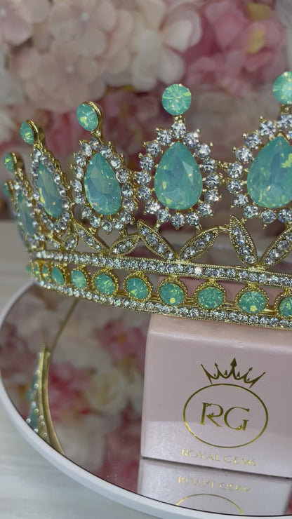 Sage with Gold Quinceañera crown