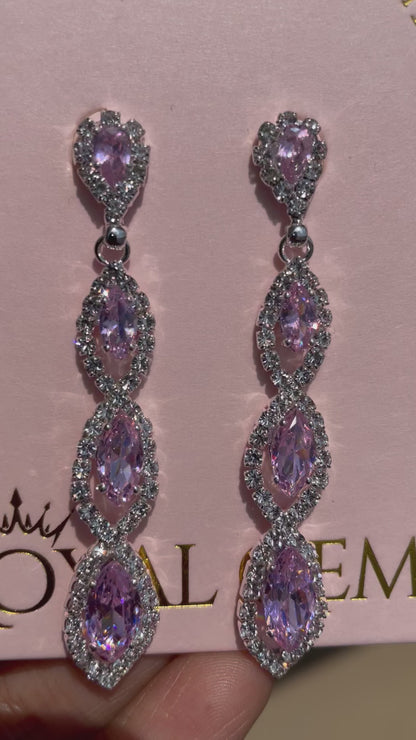 Long Silver and Blush Earrings