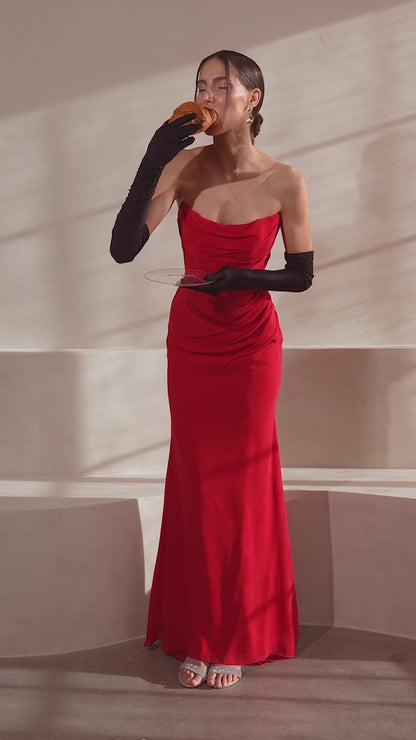 The Isabella Strapless Chiffon Dress
