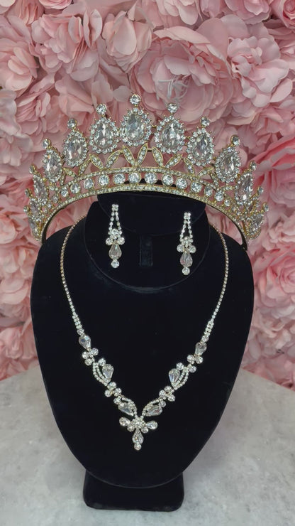 Gold with Silver Crystals Crown Set