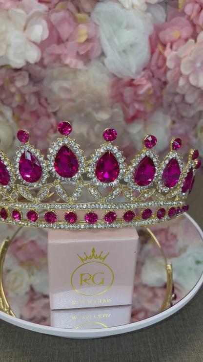 Gold and Fuchsia Quinceañera Crown