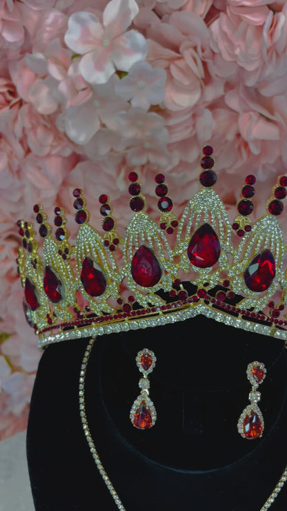 Burgundy with Gold Crown Set