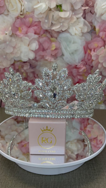 Silver Rhinestone Quinceañera Crown Pageant Tiara