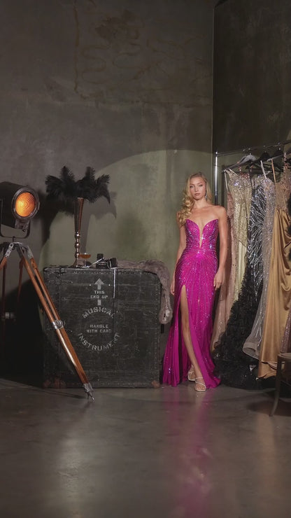 The Cecilia Stretch Fabric Crystal Gown