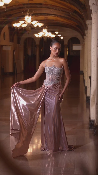 The Romina Beaded and Lame Gown