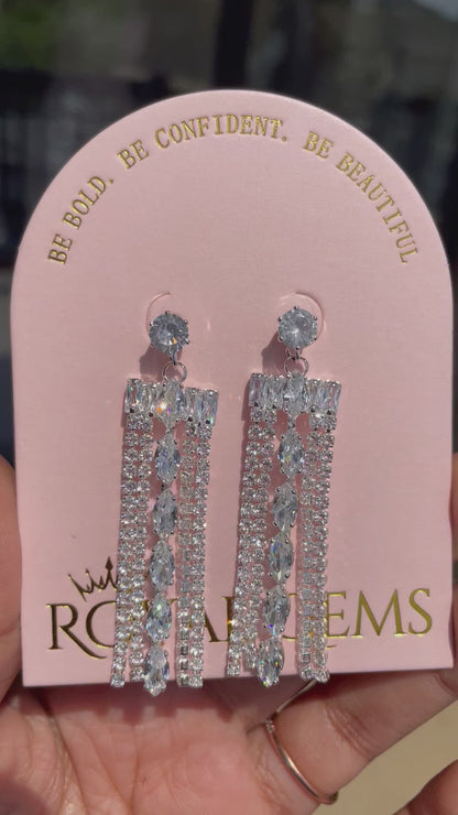 Silver Square Dangle Earrings