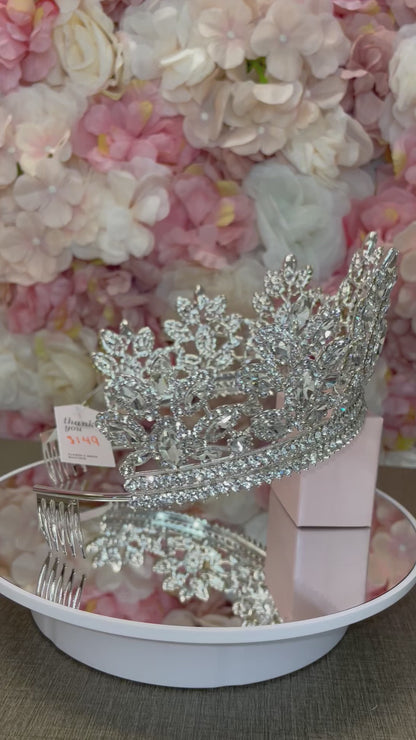 Silver Rhinestone Quinceañera Crown Pageant Tiara