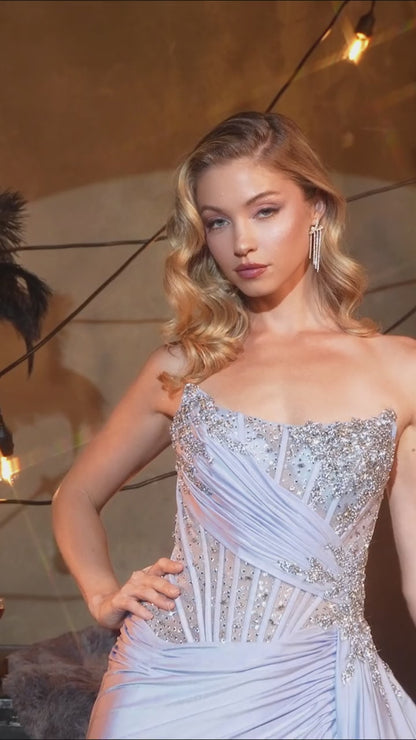 The Gaby Beaded with Satin Stretch Gown